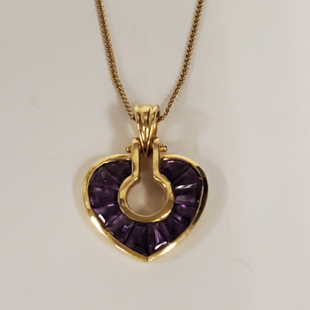 9K & 14K Gold Purple Stone Heart Pendant