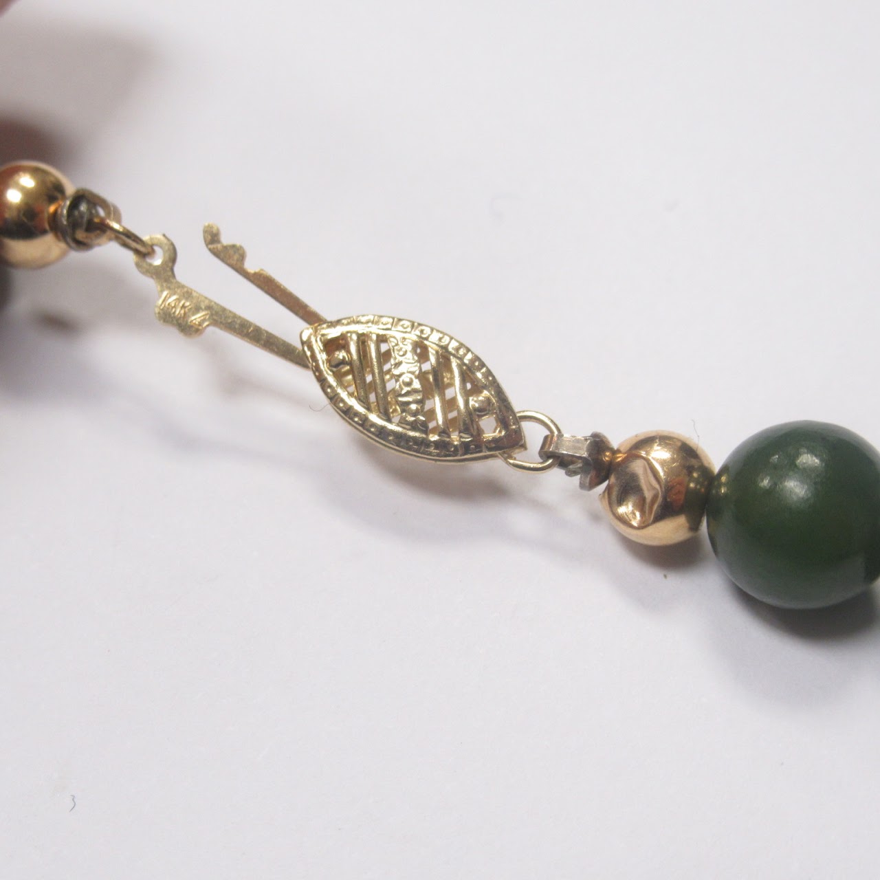 14K Gold Jade Bead Strand