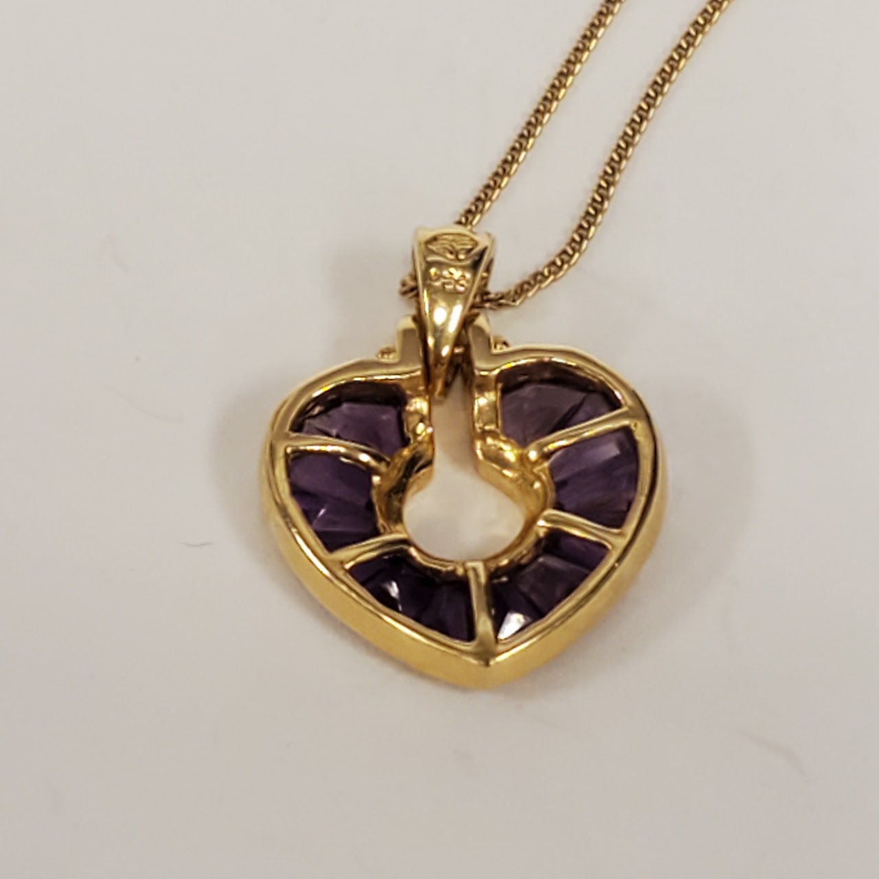 9K & 14K Gold Purple Stone Heart Pendant