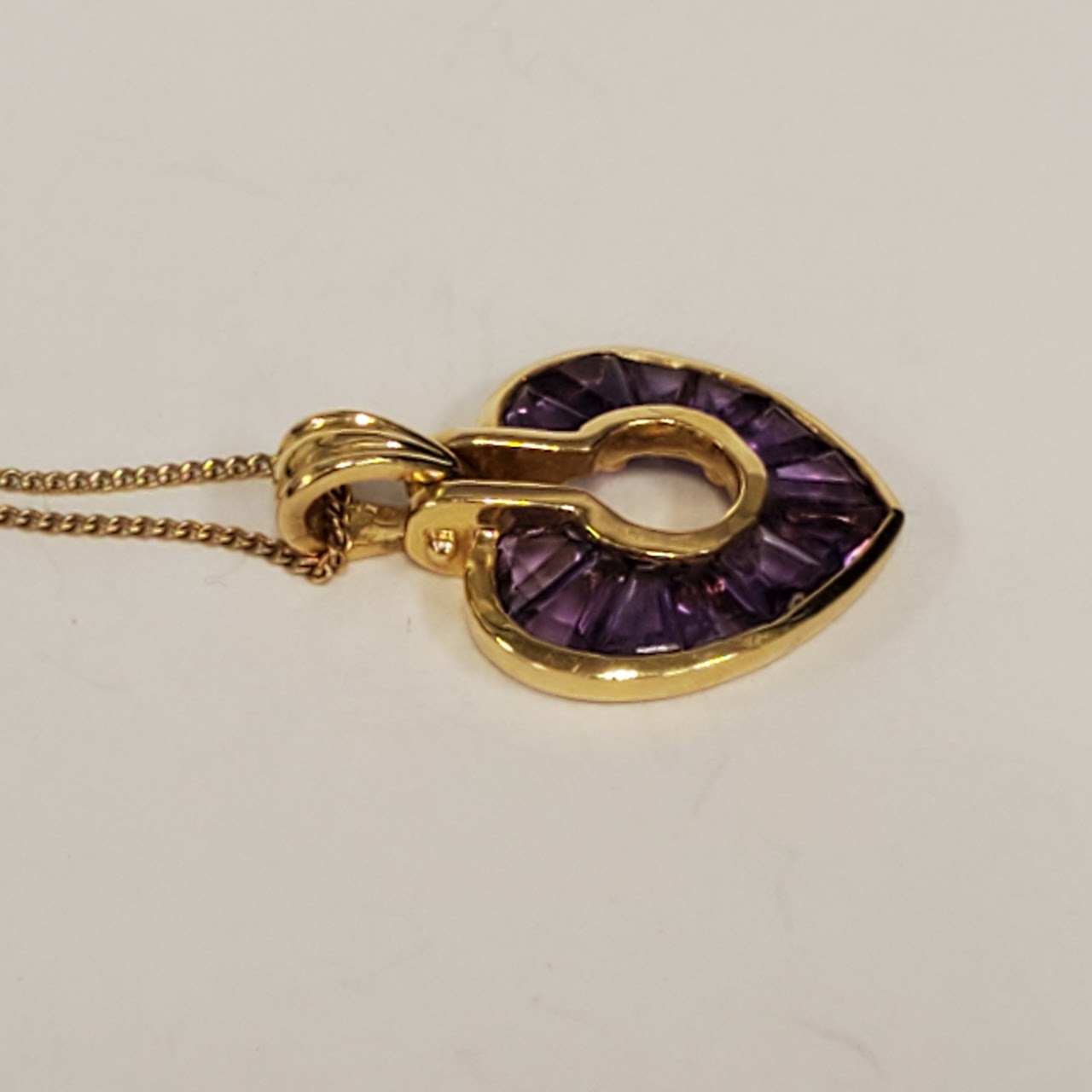 9K & 14K Gold Purple Stone Heart Pendant