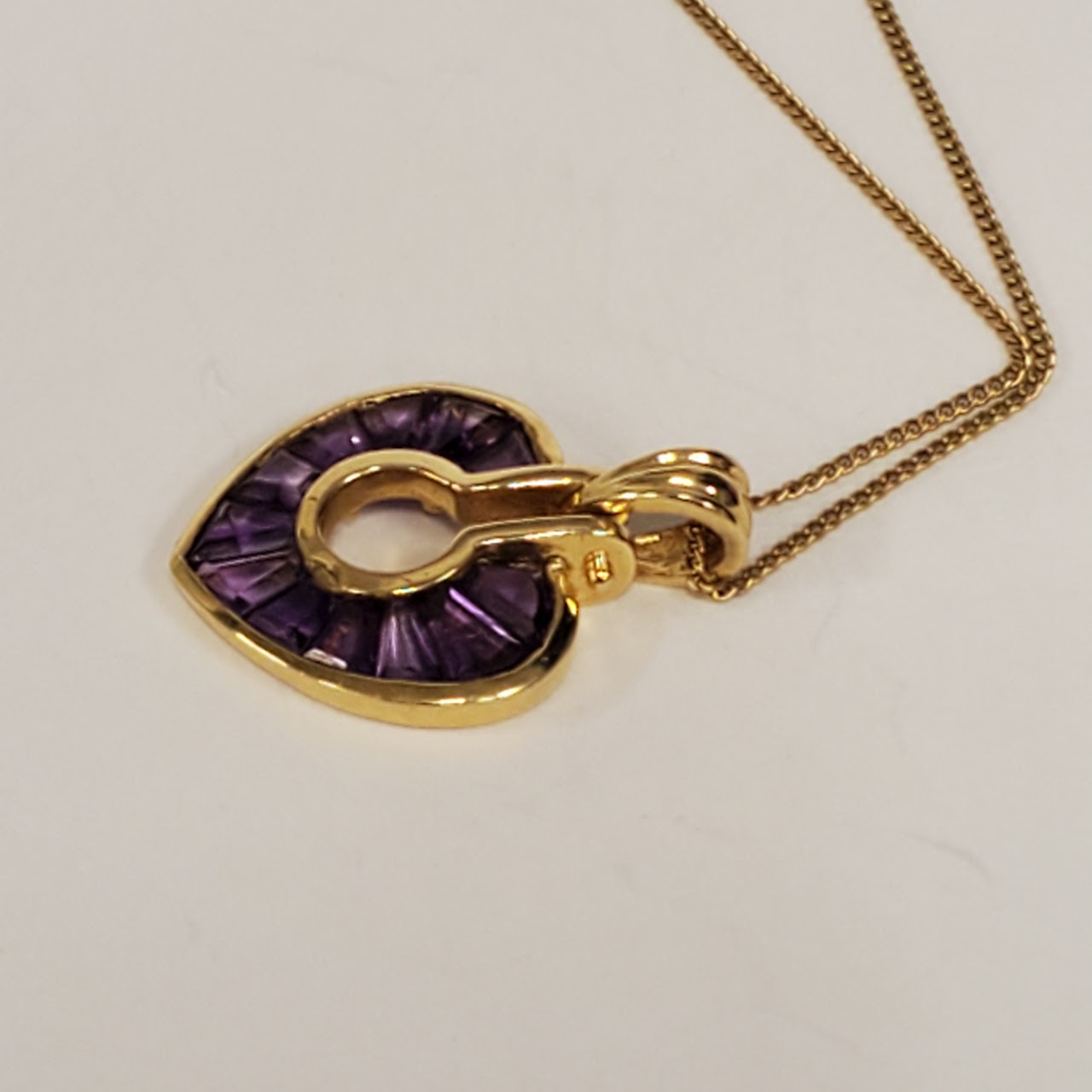 9K & 14K Gold Purple Stone Heart Pendant