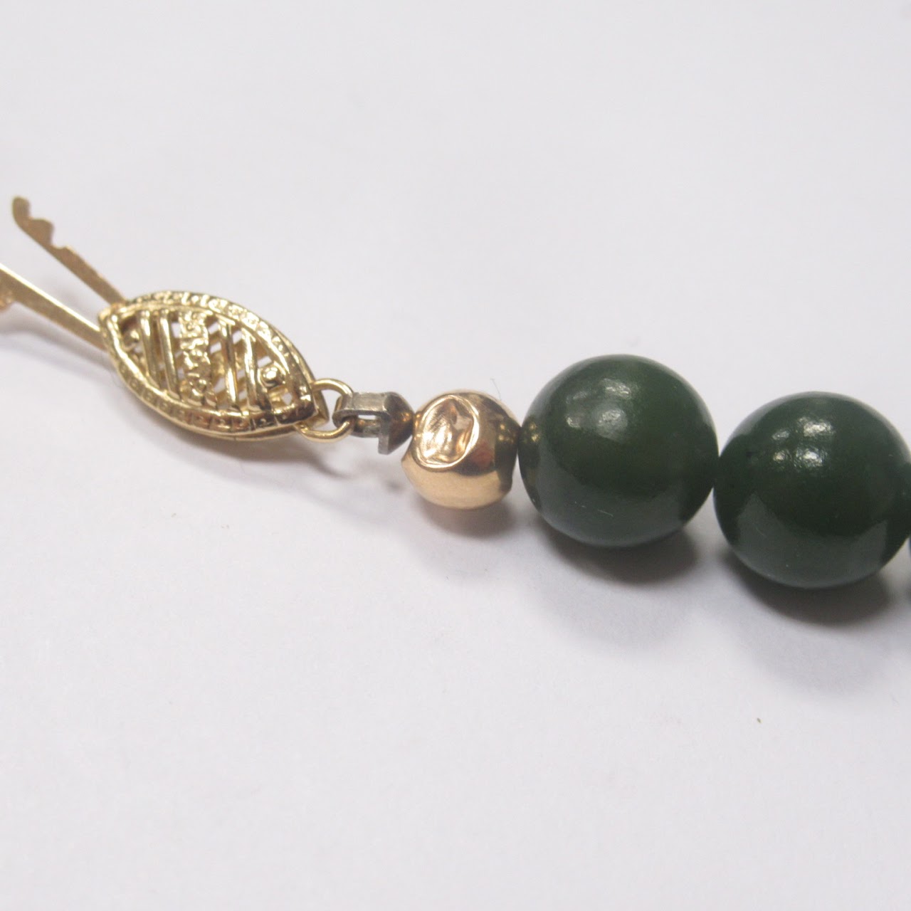 14K Gold Jade Bead Strand