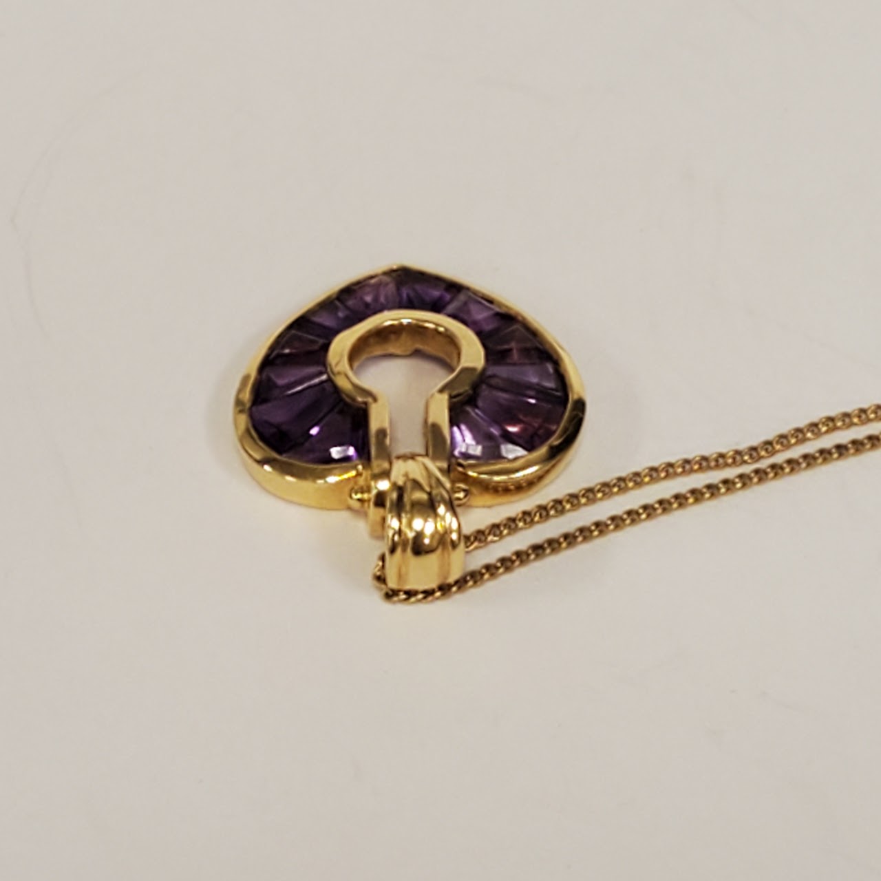 9K & 14K Gold Purple Stone Heart Pendant