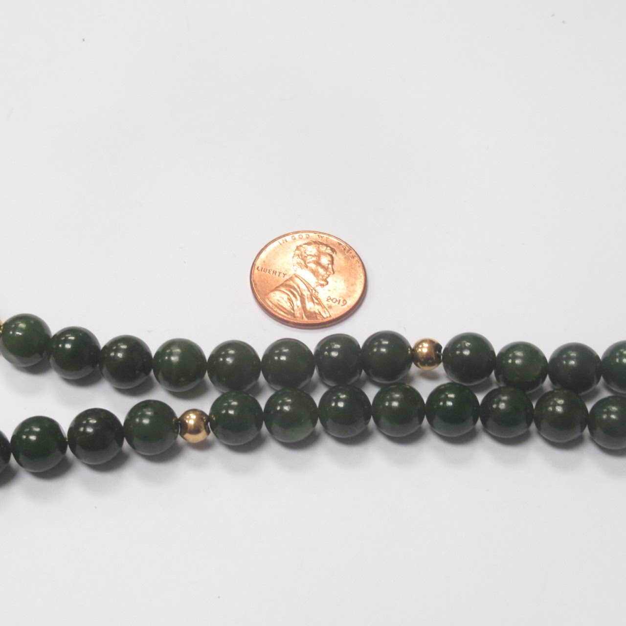 14K Gold Jade Bead Strand