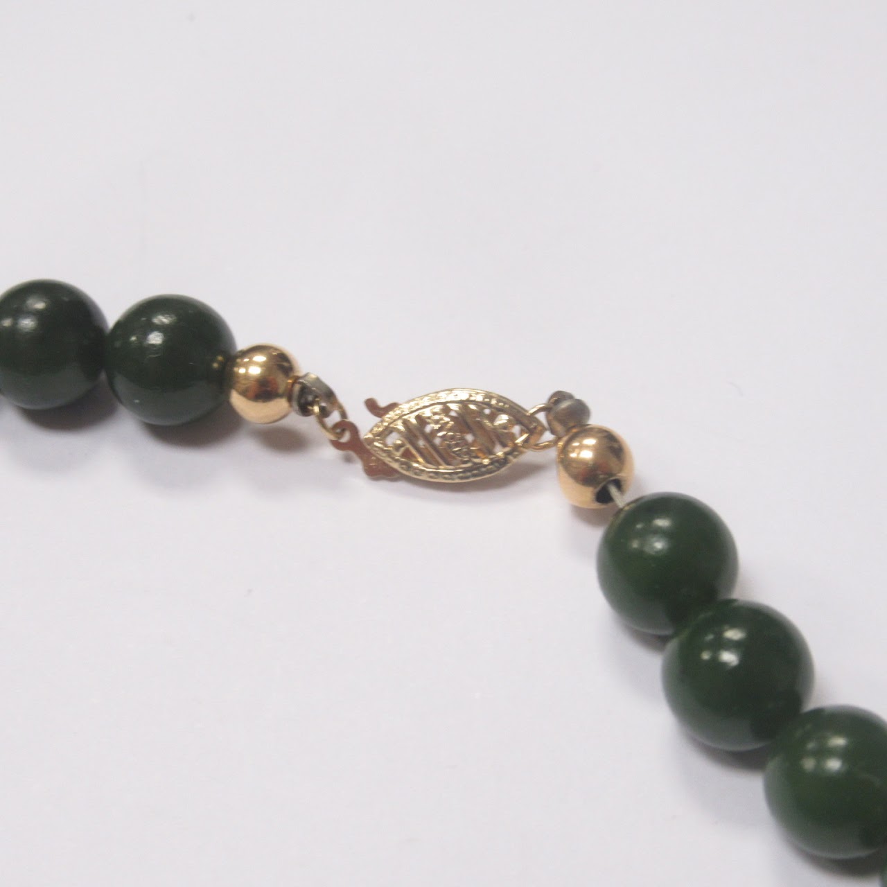 14K Gold Jade Bead Strand