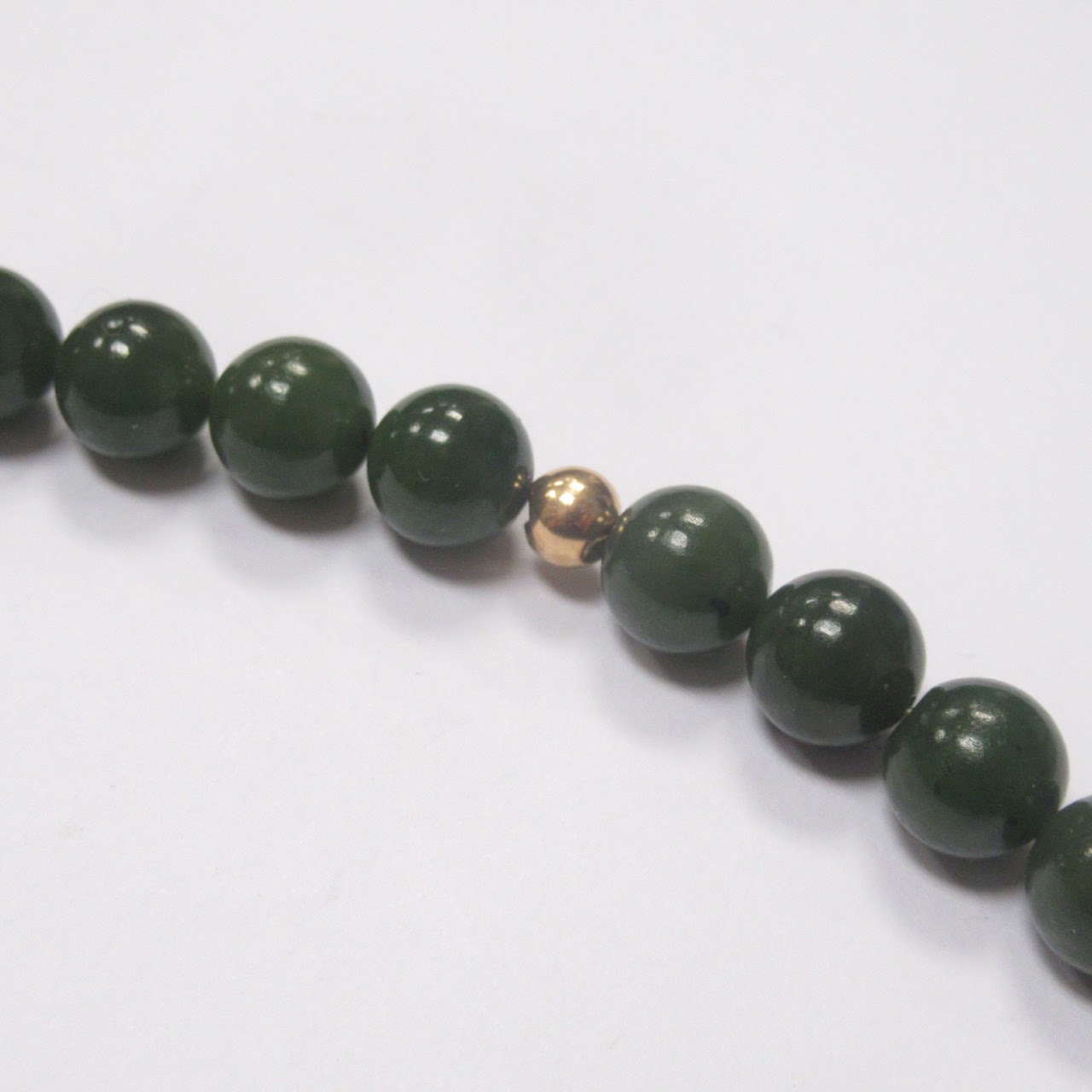 14K Gold Jade Bead Strand