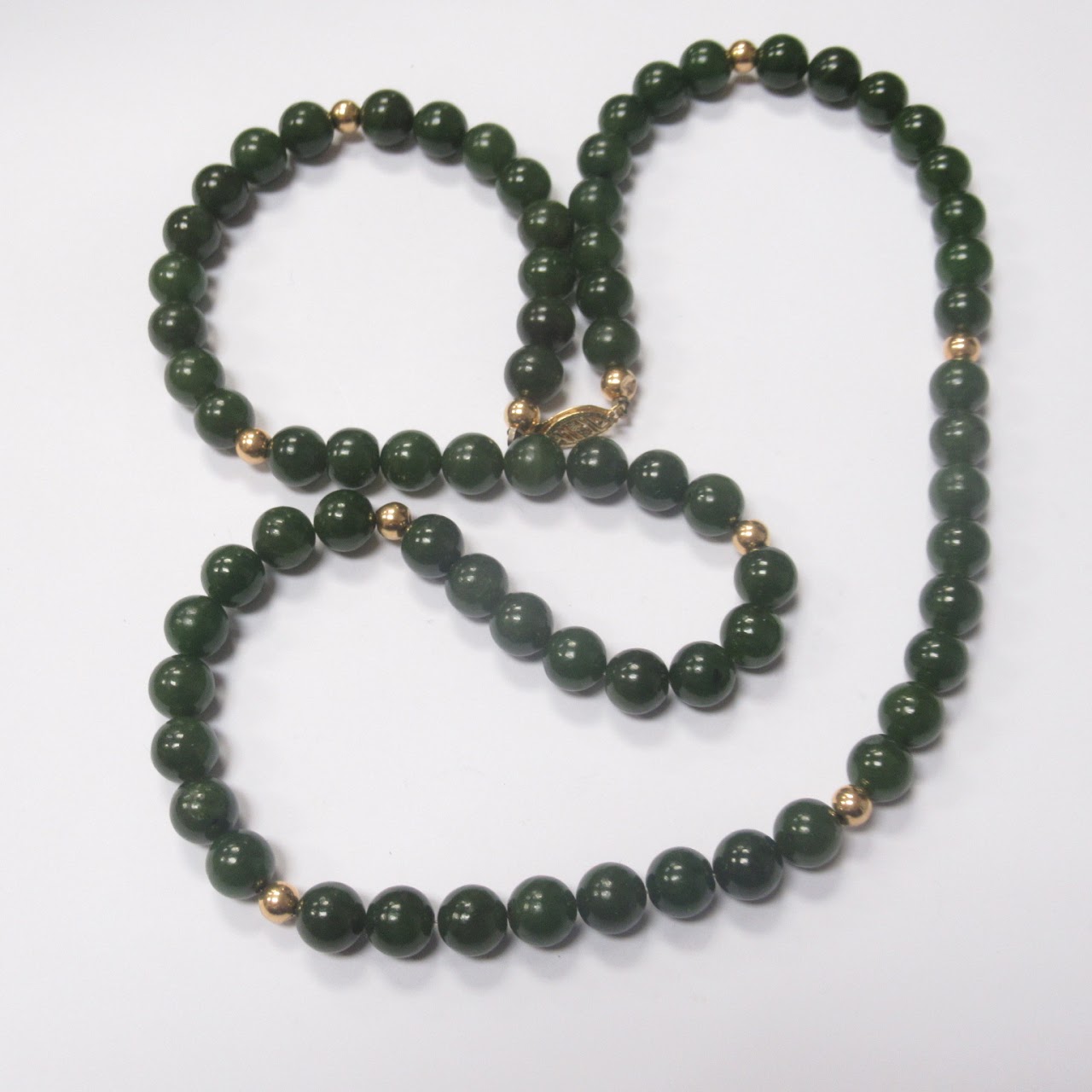 14K Gold Jade Bead Strand