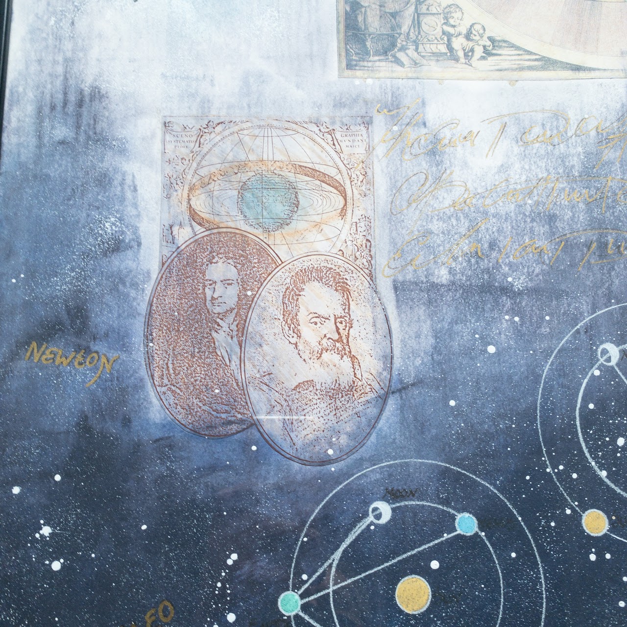 Signed Mixed-Media Ptolemy Astronomy Painting