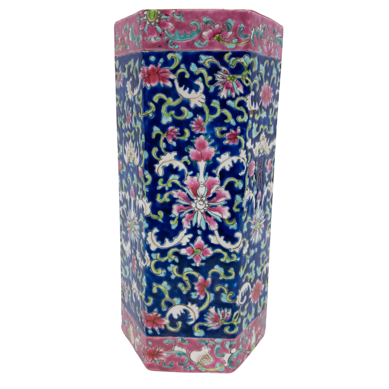 Chinese Hexagonal Floral Vase