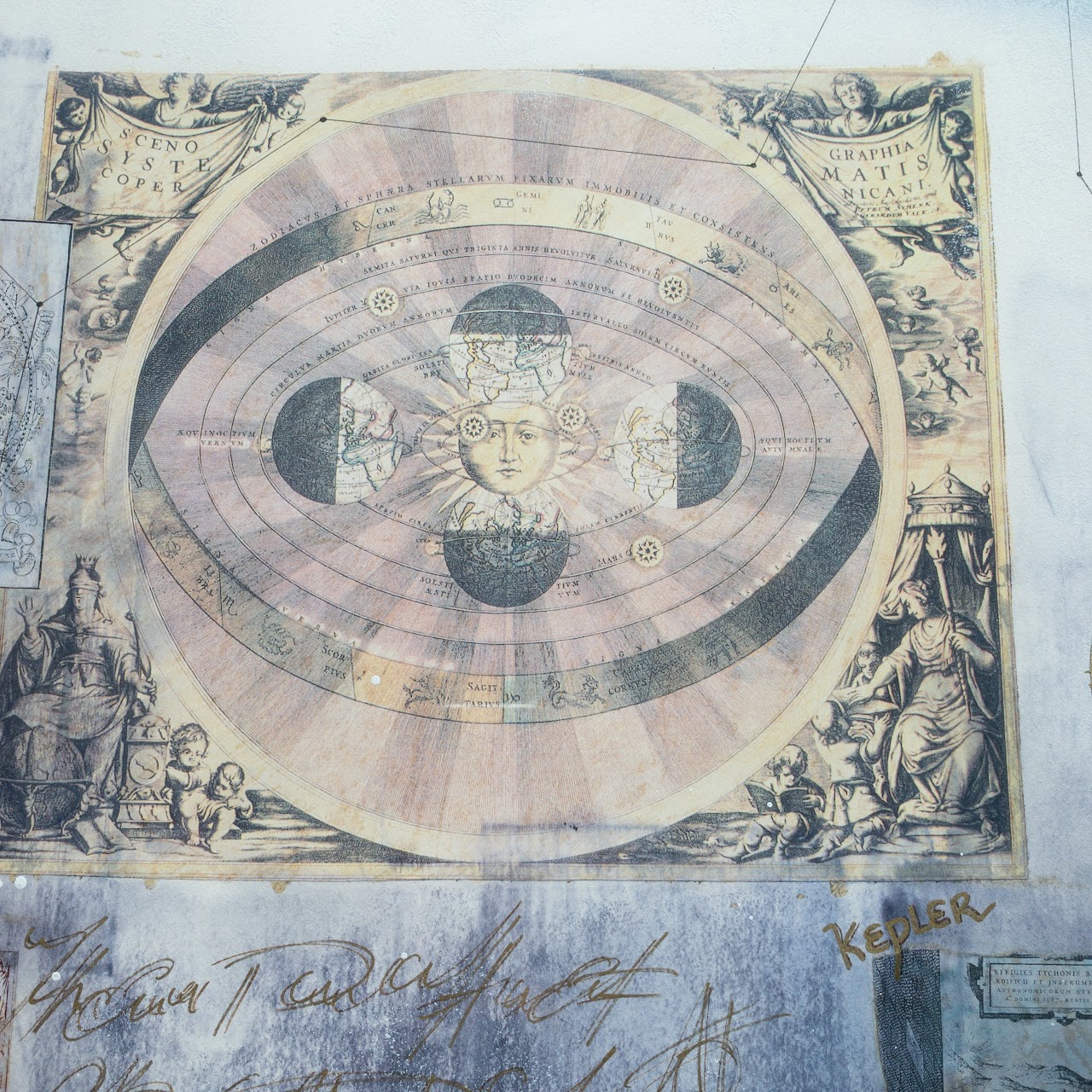 Signed Mixed-Media Ptolemy Astronomy Painting