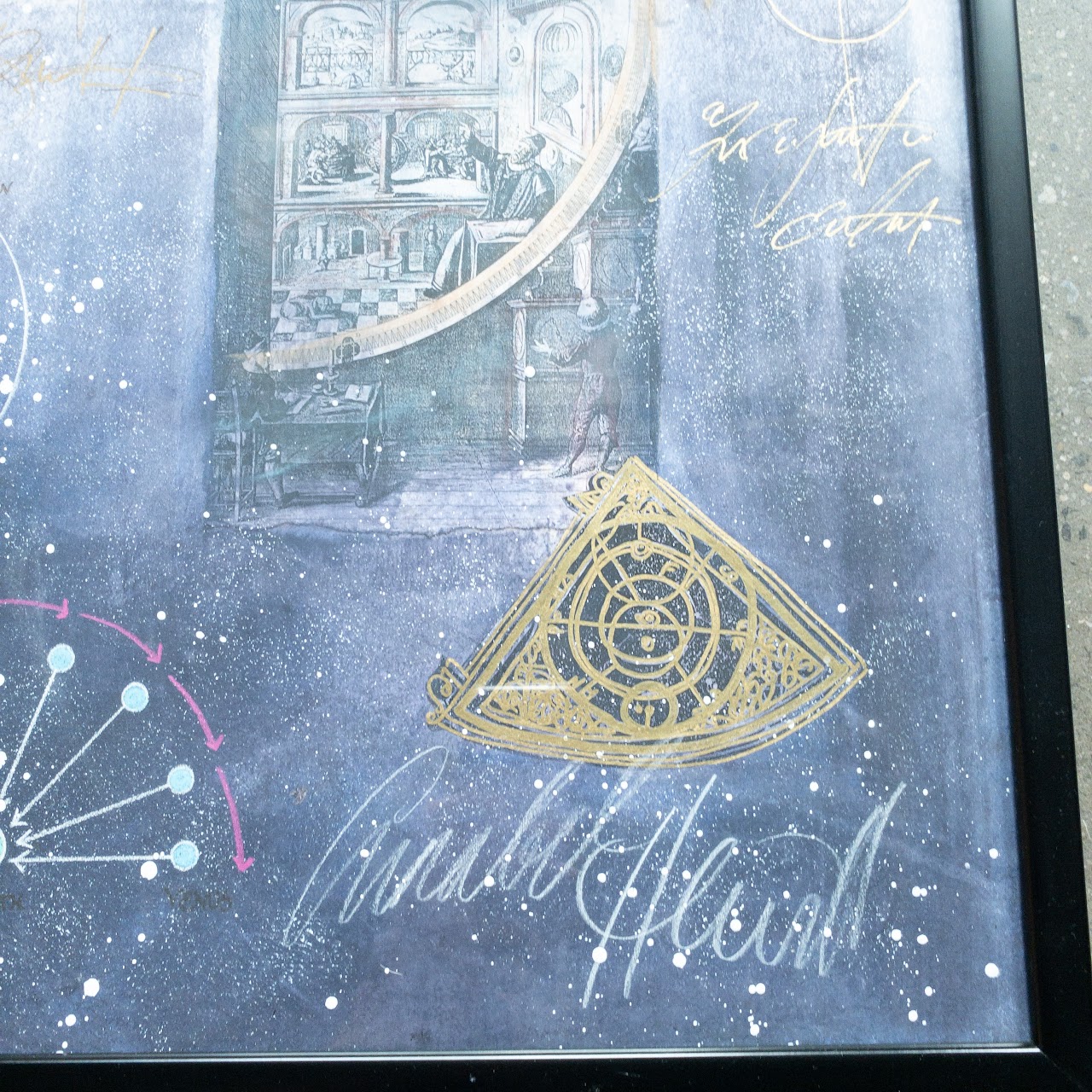 Signed Mixed-Media Ptolemy Astronomy Painting