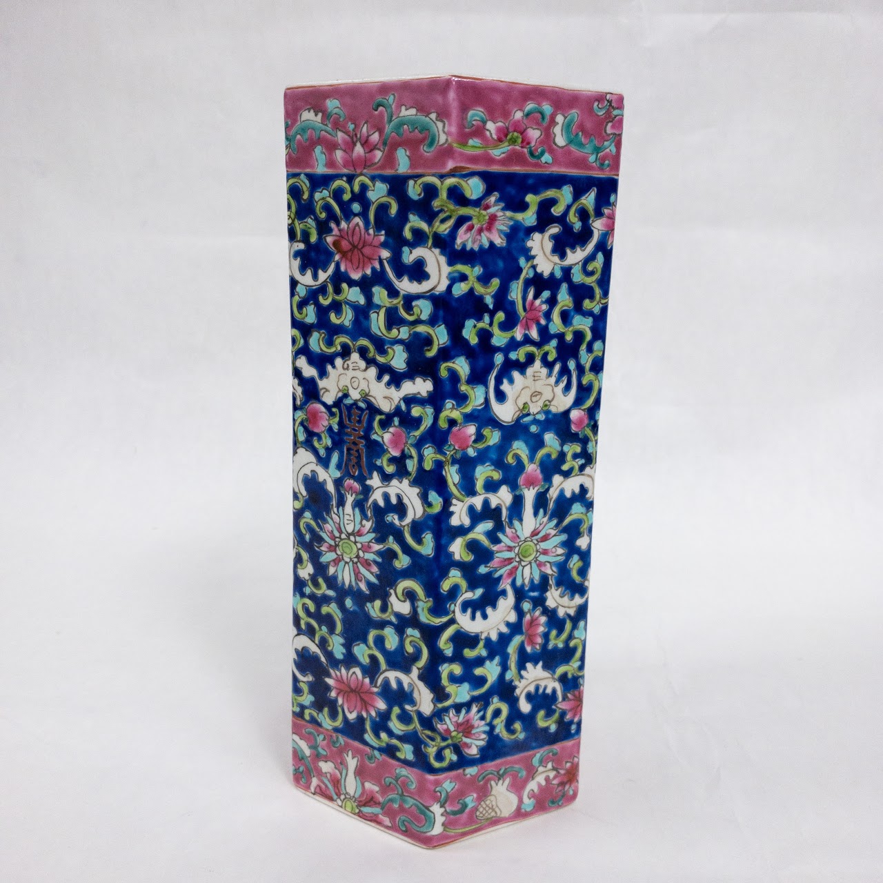 Chinese Hexagonal Floral Vase