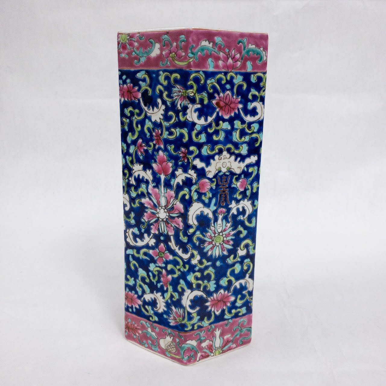 Chinese Hexagonal Floral Vase