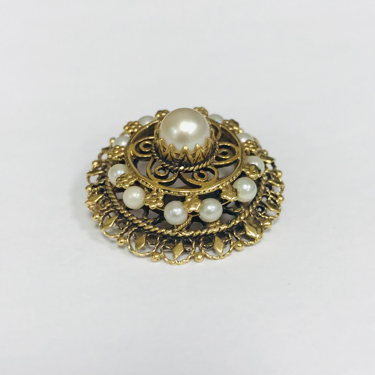 14K Gold & Pearl Convertible Brooch