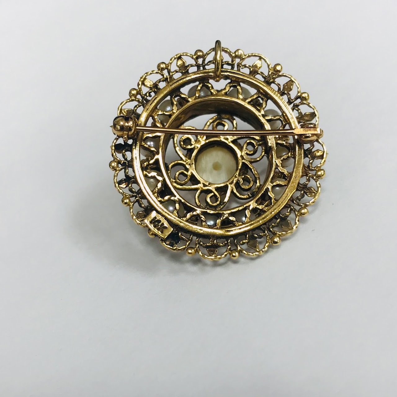 14K Gold & Pearl Convertible Brooch