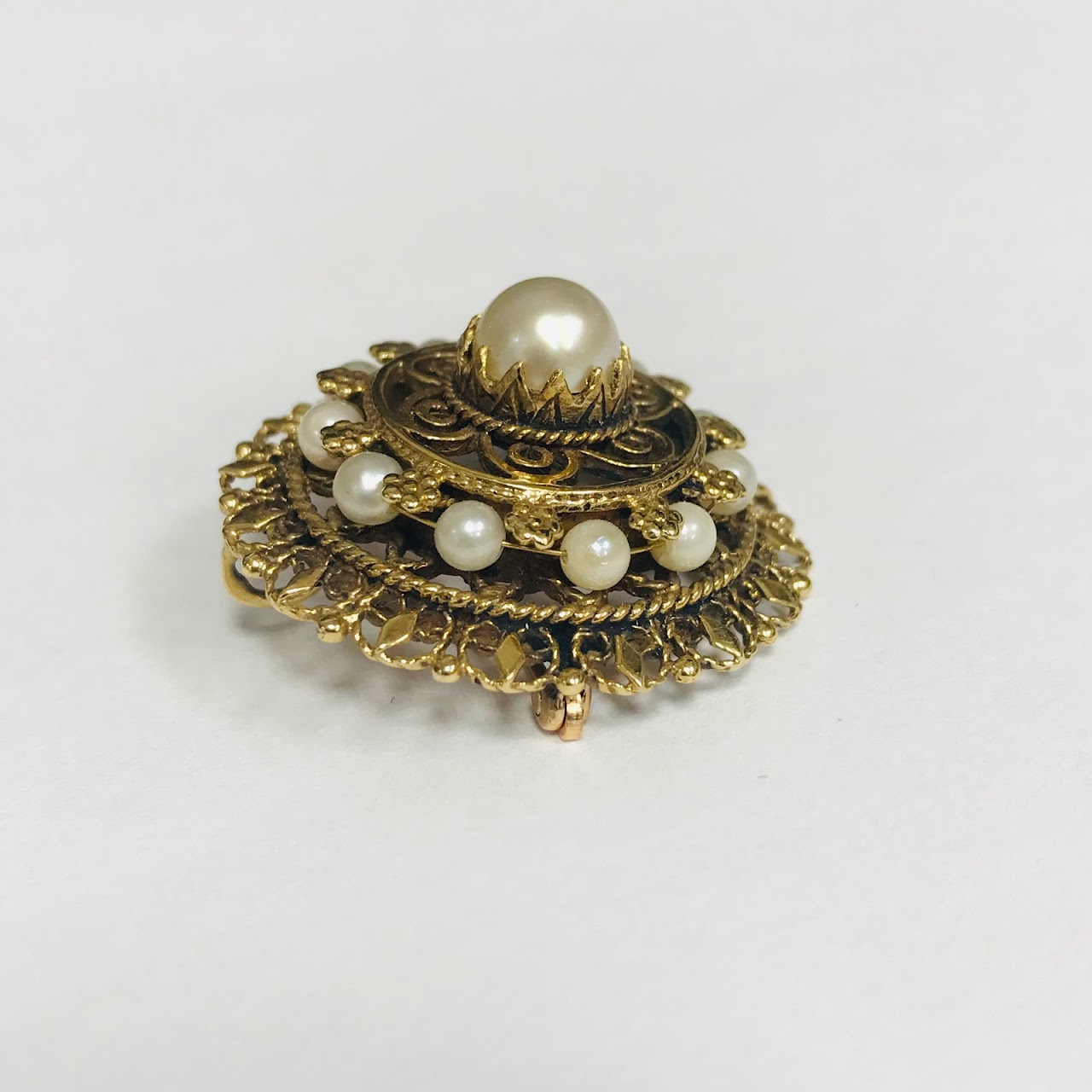 14K Gold & Pearl Convertible Brooch