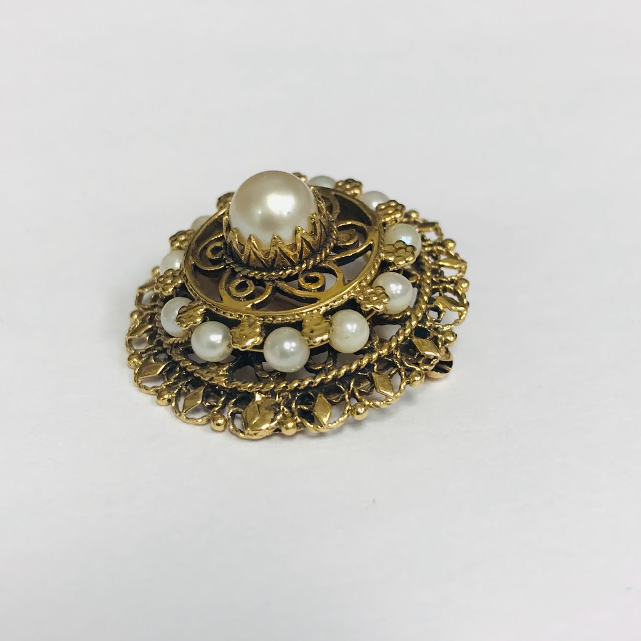 14K Gold & Pearl Convertible Brooch