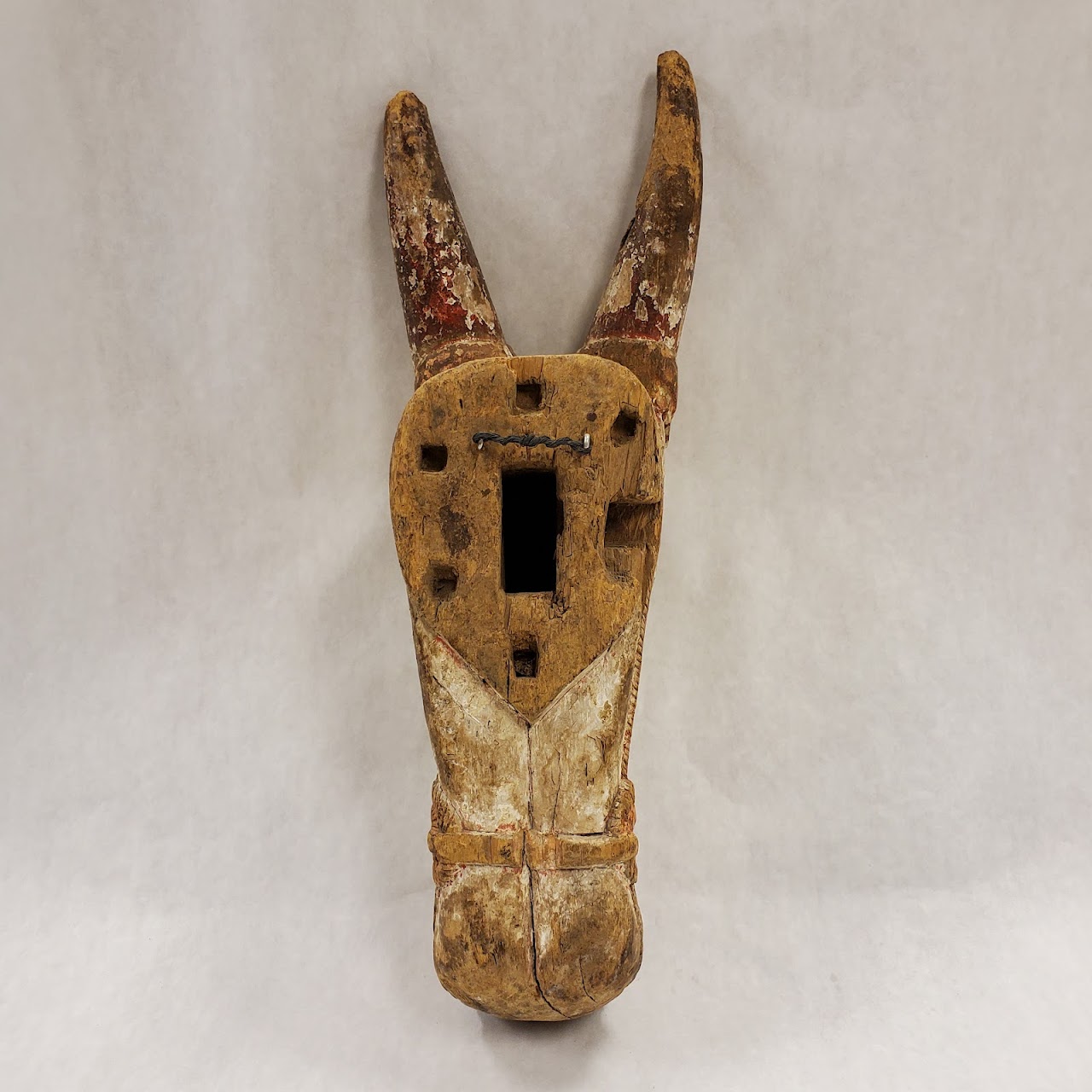 Carved Wood Cow Skull