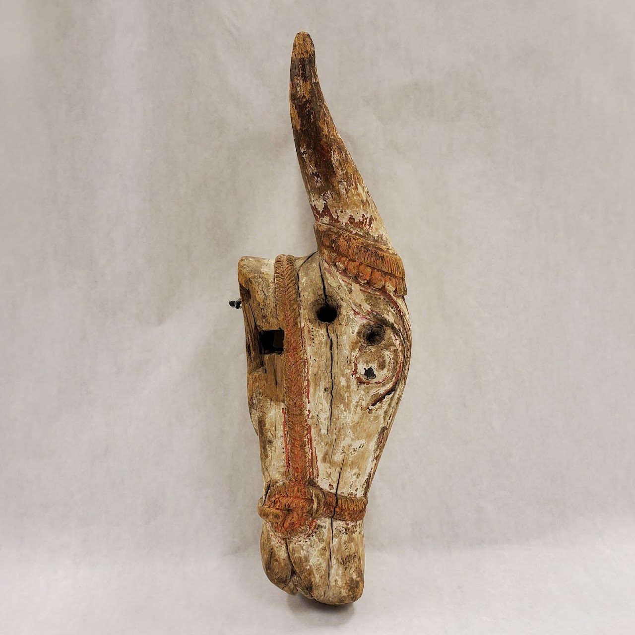 Carved Wood Cow Skull