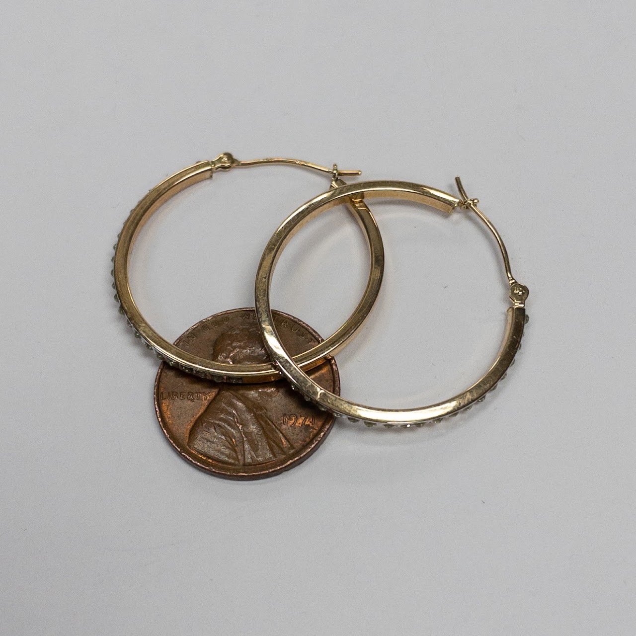 14K Gold & Yellow Accent Hoop Earrings