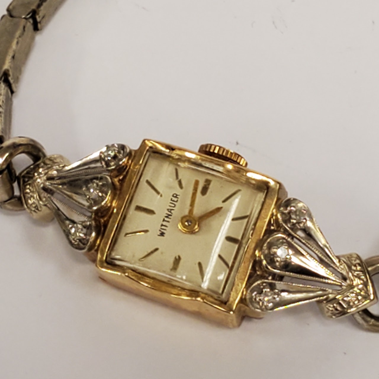 Wittnauer 14K Gold & Diamond Vintage Wristwatch