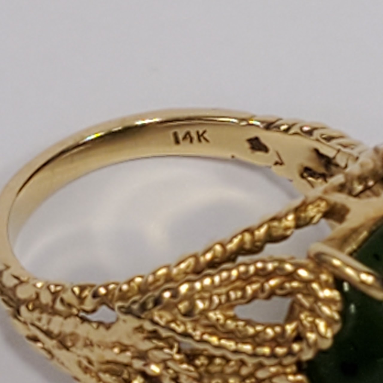 14K Gold Nephrite Jade Ring