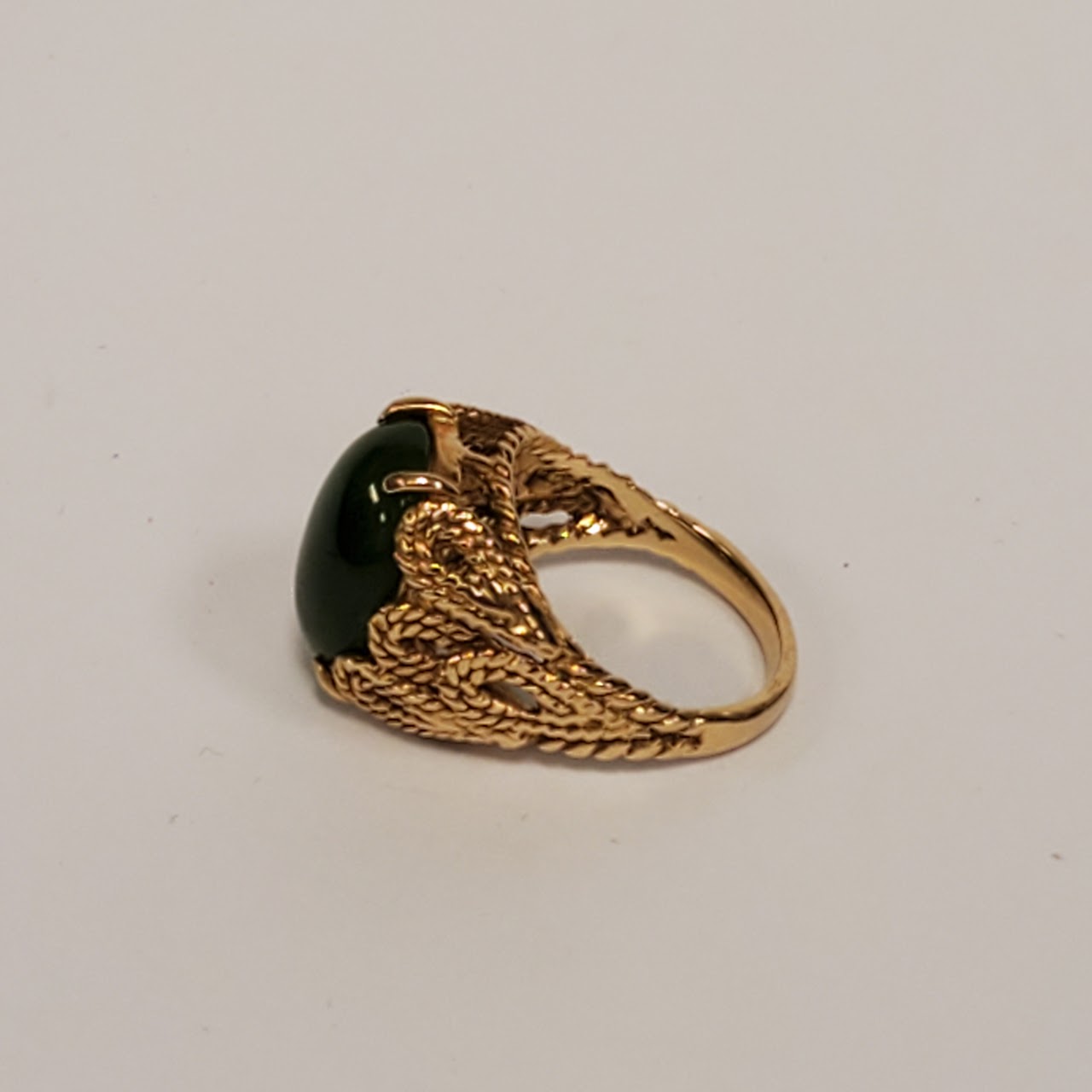 14K Gold Nephrite Jade Ring