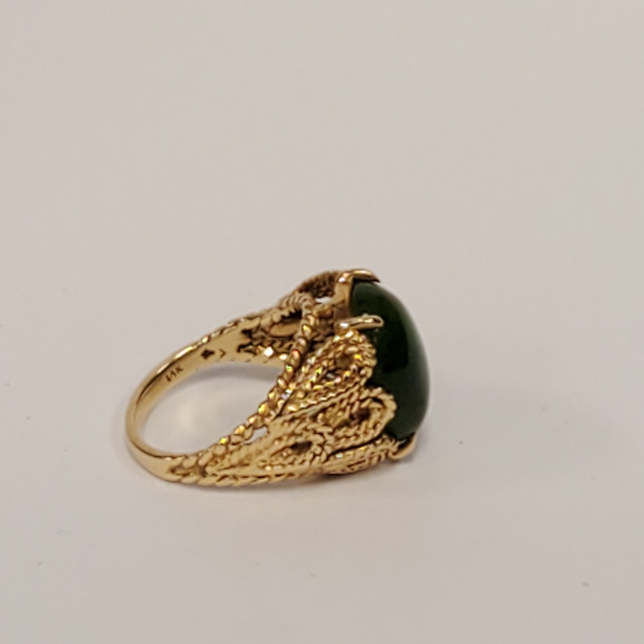 14K Gold Nephrite Jade Ring