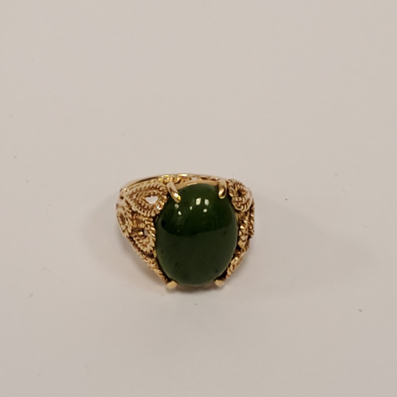 14K Gold Nephrite Jade Ring