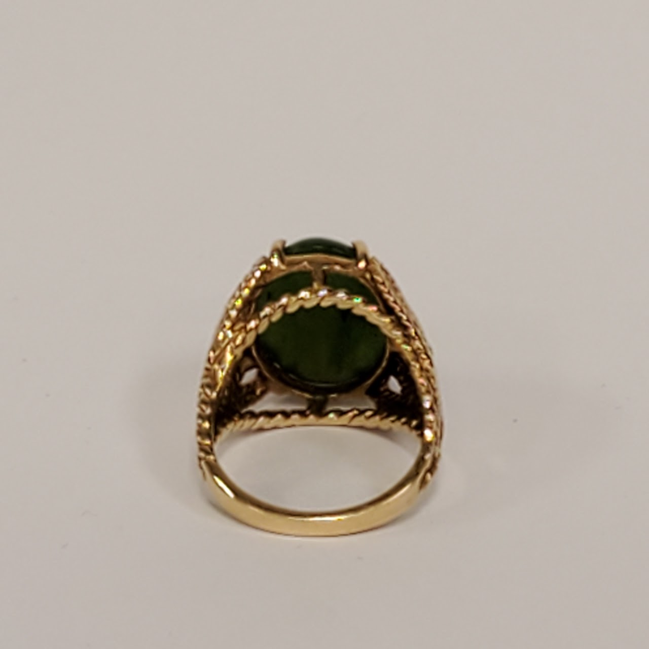 14K Gold Nephrite Jade Ring