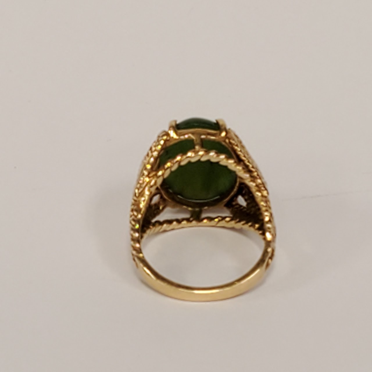 14K Gold Nephrite Jade Ring