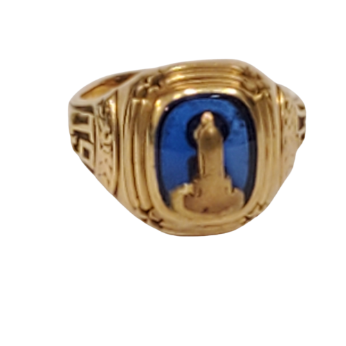 10K Gold Blue Stone 1957 Class Ring