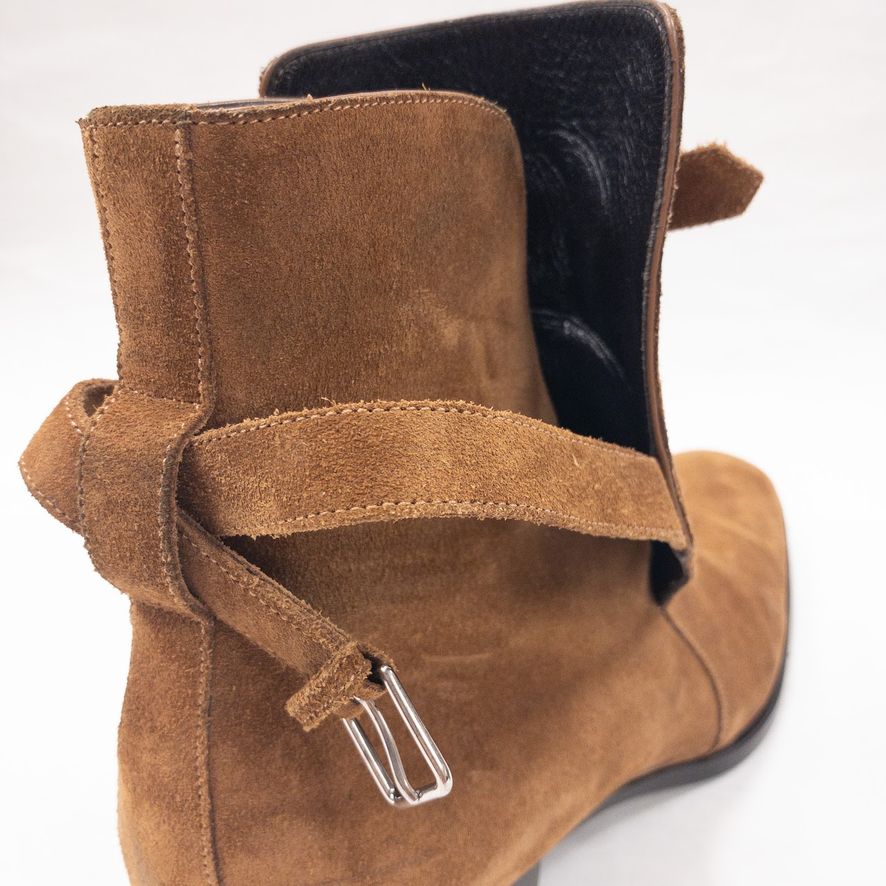 Saint Laurent Suede Strapped Chelsea Boots