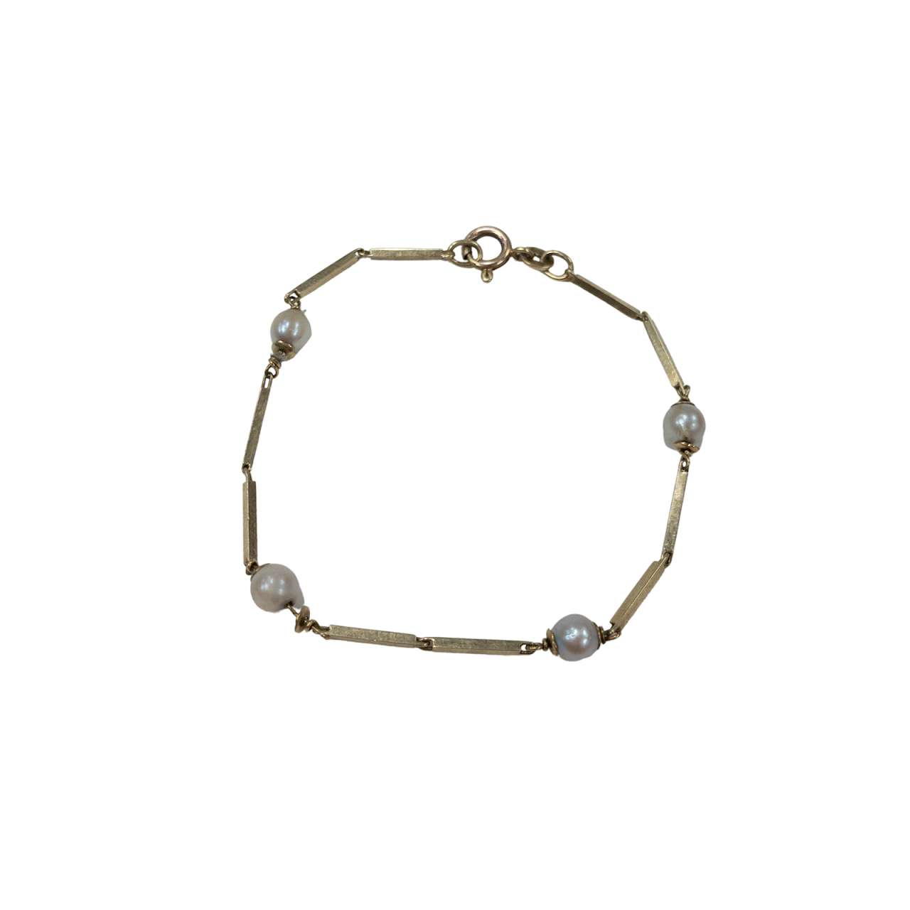 14K Gold Bar & Pearl Bracelet