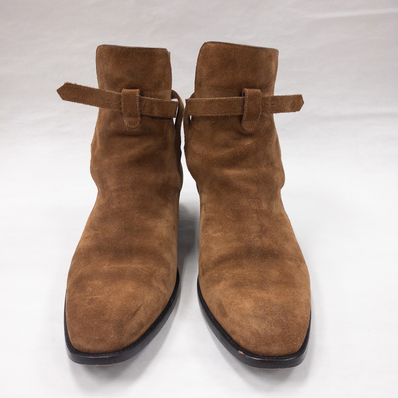 Saint Laurent Suede Strapped Chelsea Boots