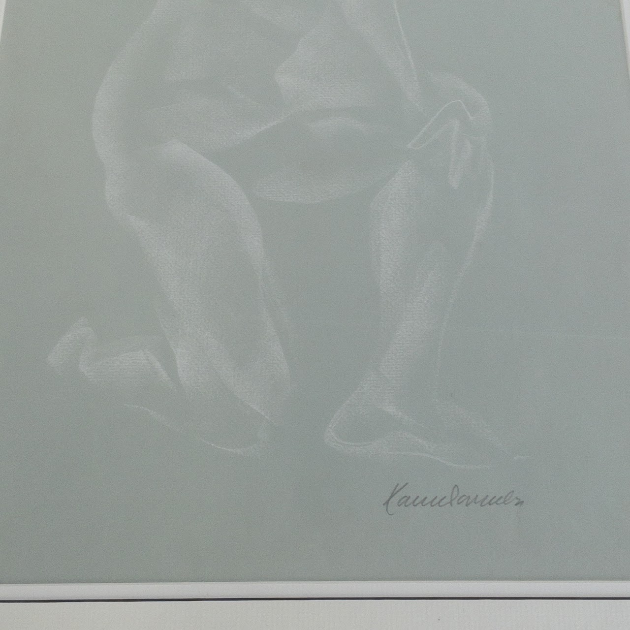 Xavier Gonzalez Signed Kneeling Figural Drawing