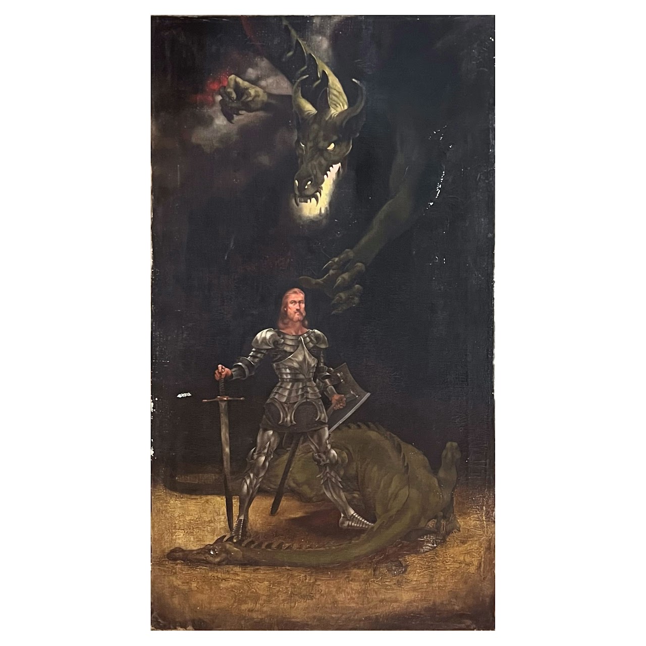 Knight and Dragons Oil Painting