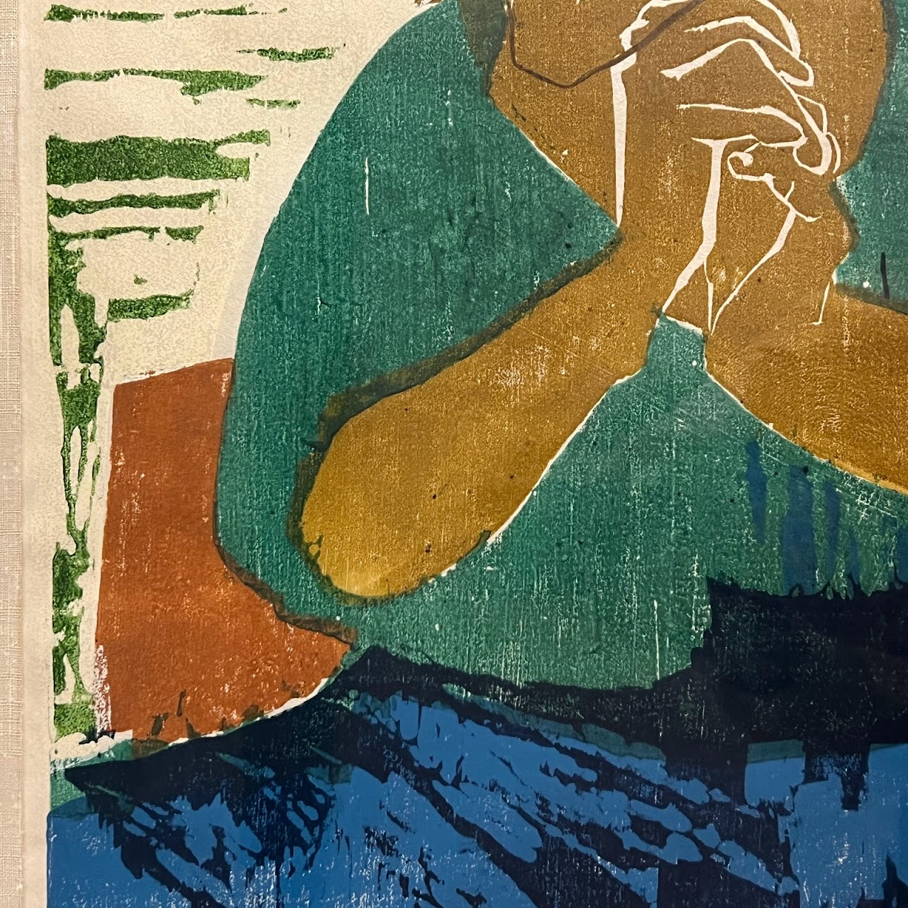 Ellen Nathan Signed 'Spiritual' Woodblock Print