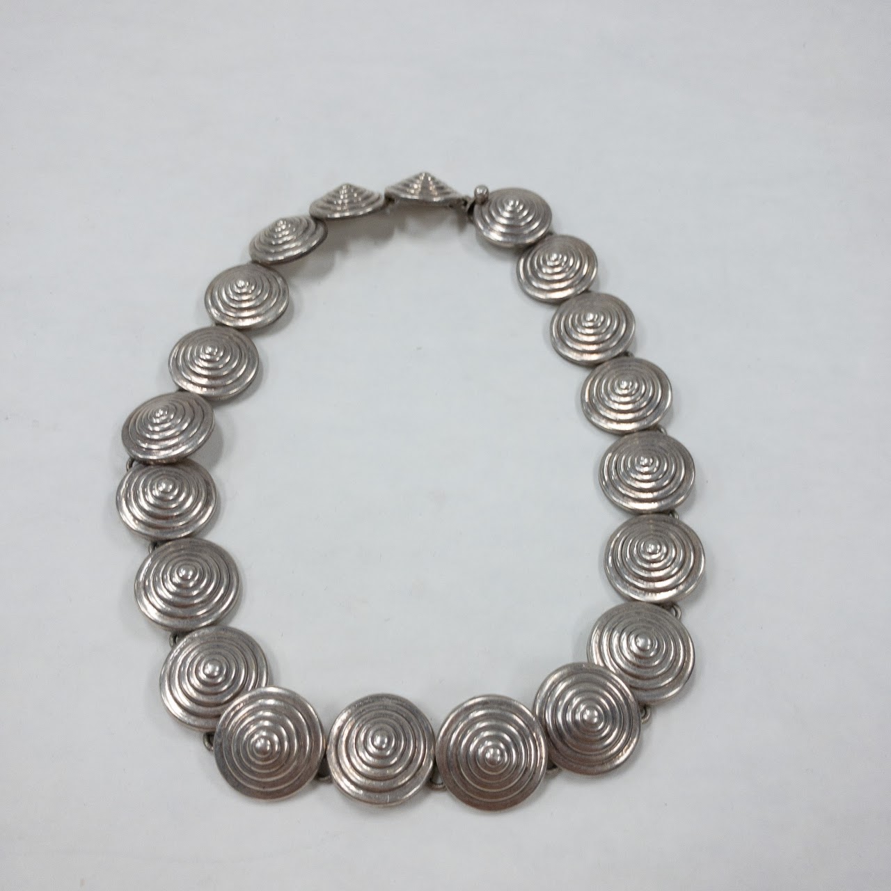 Sterling Silver Domed Disc Necklace