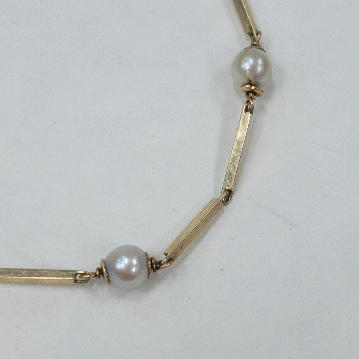 14K Gold Bar & Pearl Bracelet