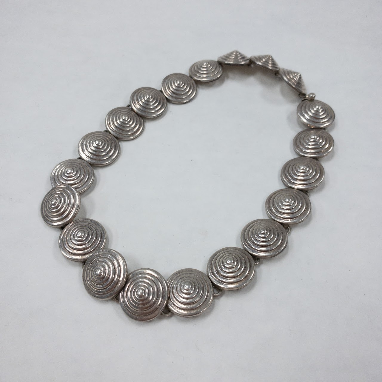 Sterling Silver Domed Disc Necklace