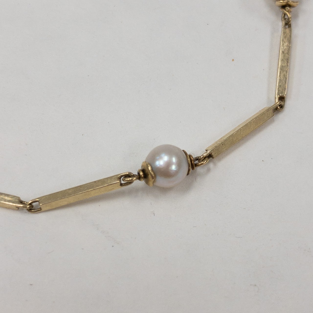 14K Gold Bar & Pearl Bracelet