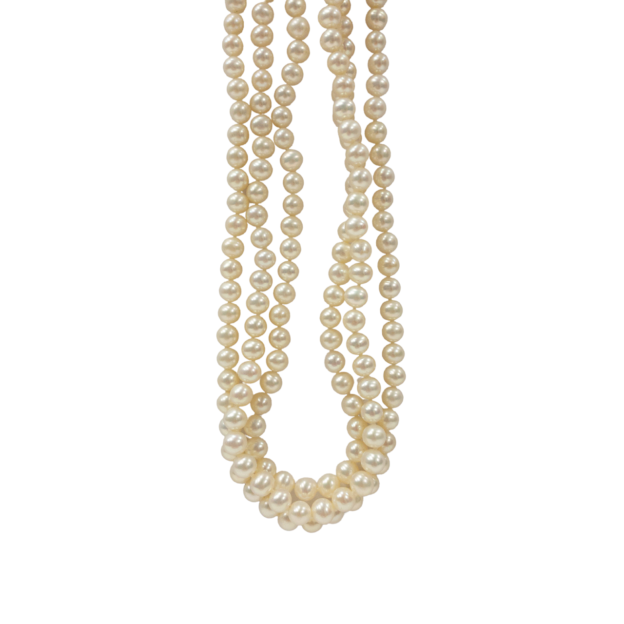 Pearl & Sterling Silver Triple Strand Necklace