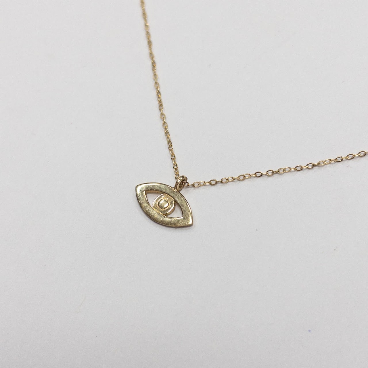 14K Gold Evil Eye Pendant Necklace