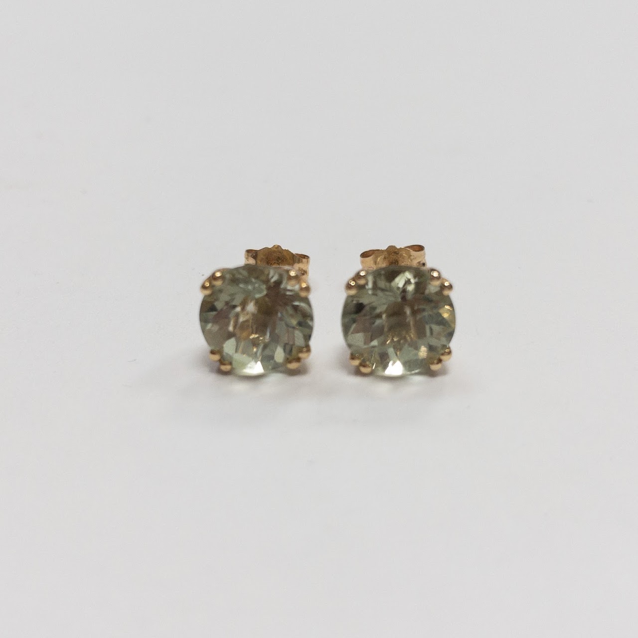 14K Gold Green Stone Studs