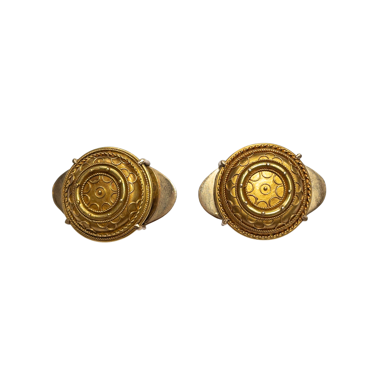 14K & 18K Victorian Converted Button Cover Pin Pair