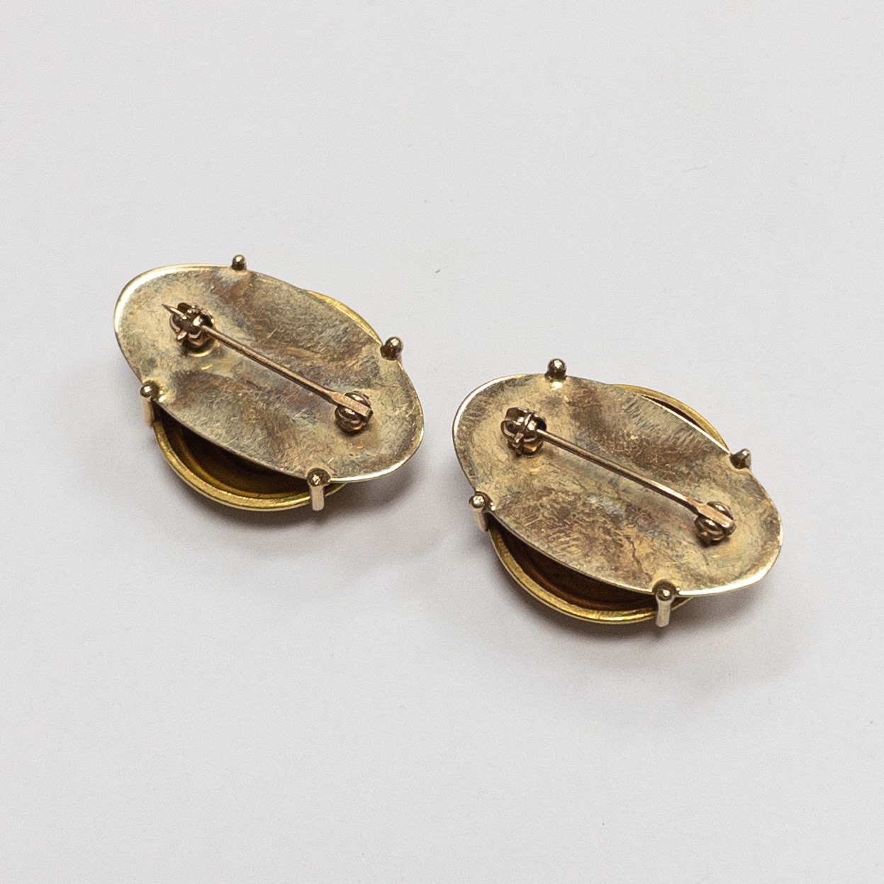 14K & 18K Victorian Converted Button Cover Pin Pair