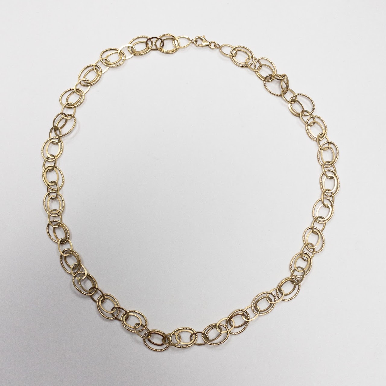 14K Gold Oval Links Necklace