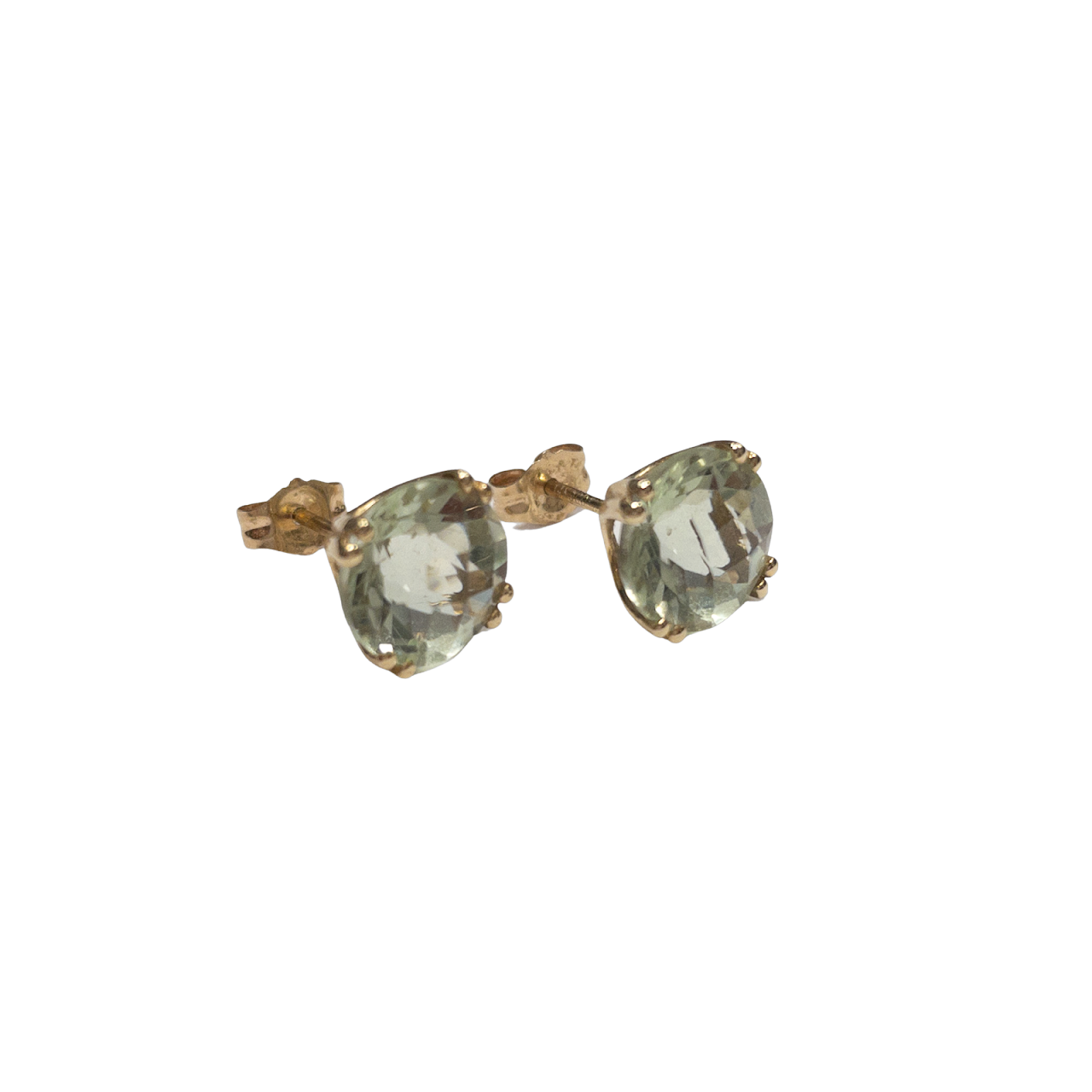 14K Gold Green Stone Studs