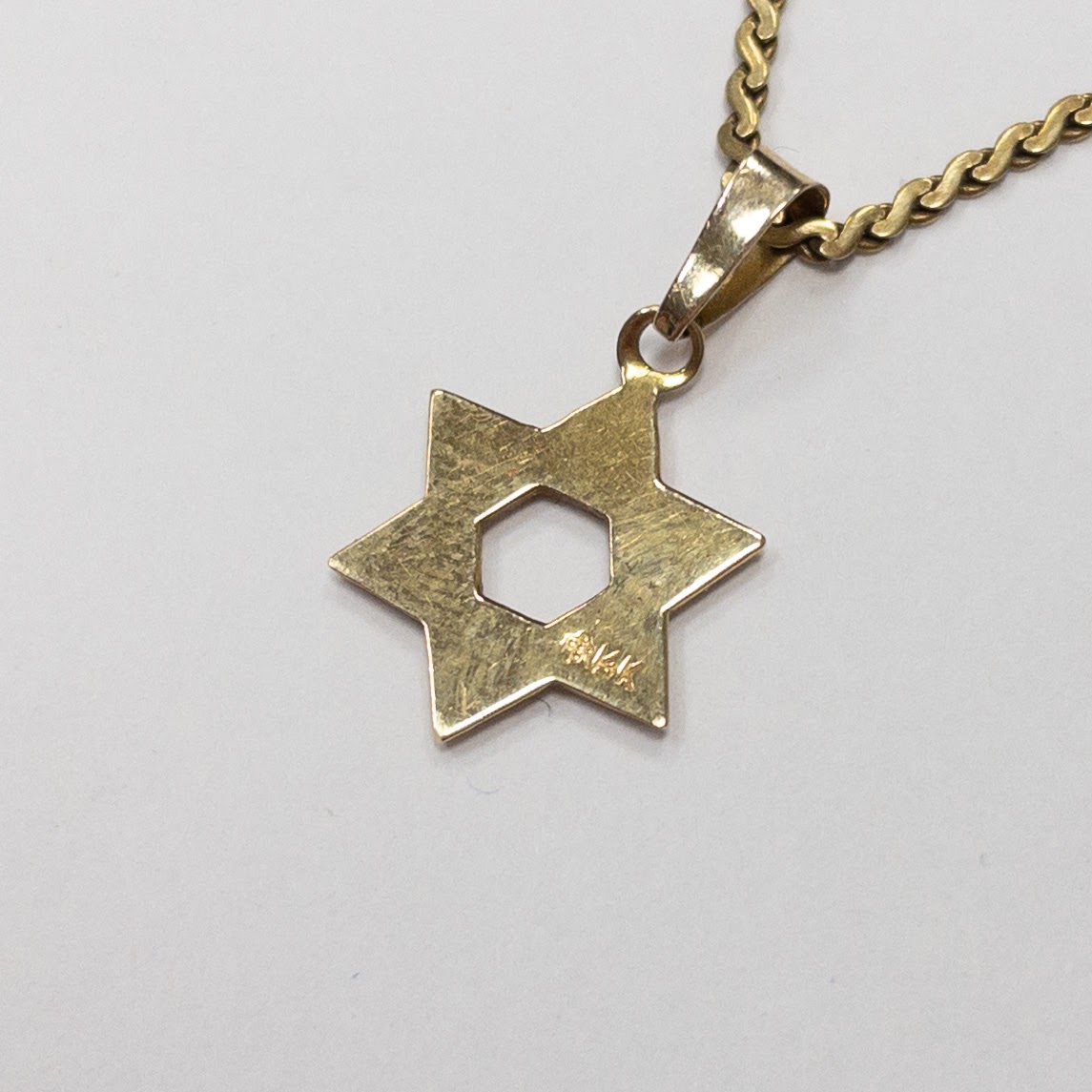 14K Gold Star of David Pendant